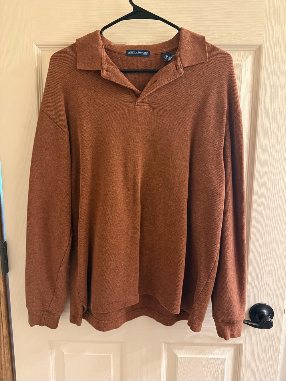 John Ashford Burnt Copper Polo Knit Top
